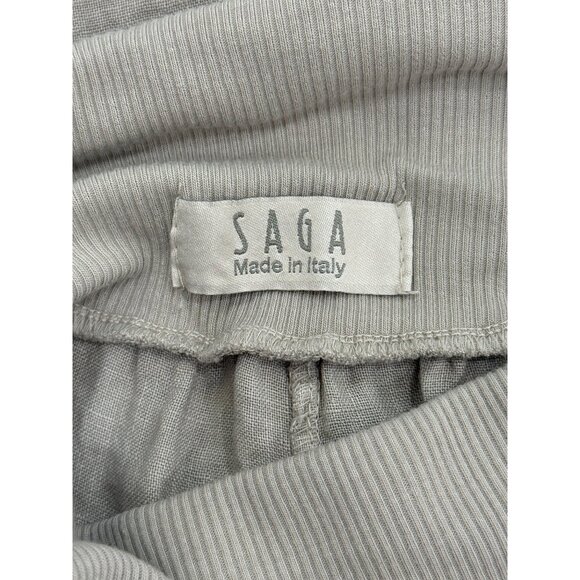 Saga Womens Wide-Leg Linen Pants Beige Pocket Made in Italy Size M - Picture 3 of 7